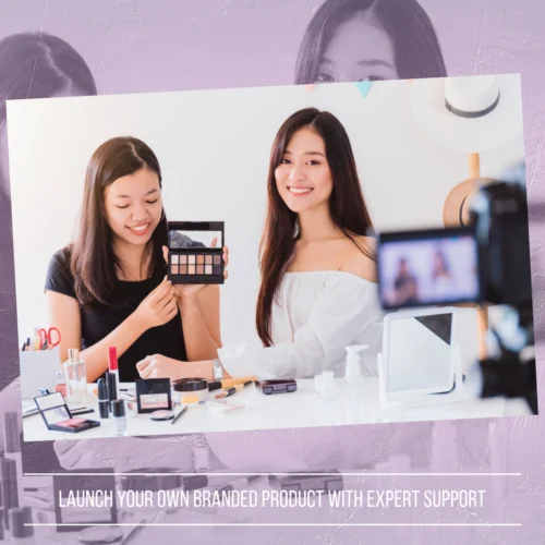 2 girls holding make up